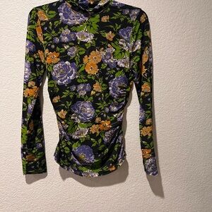 FARM Rio Floral Long Sleeve Top - Black, Purple, Orange